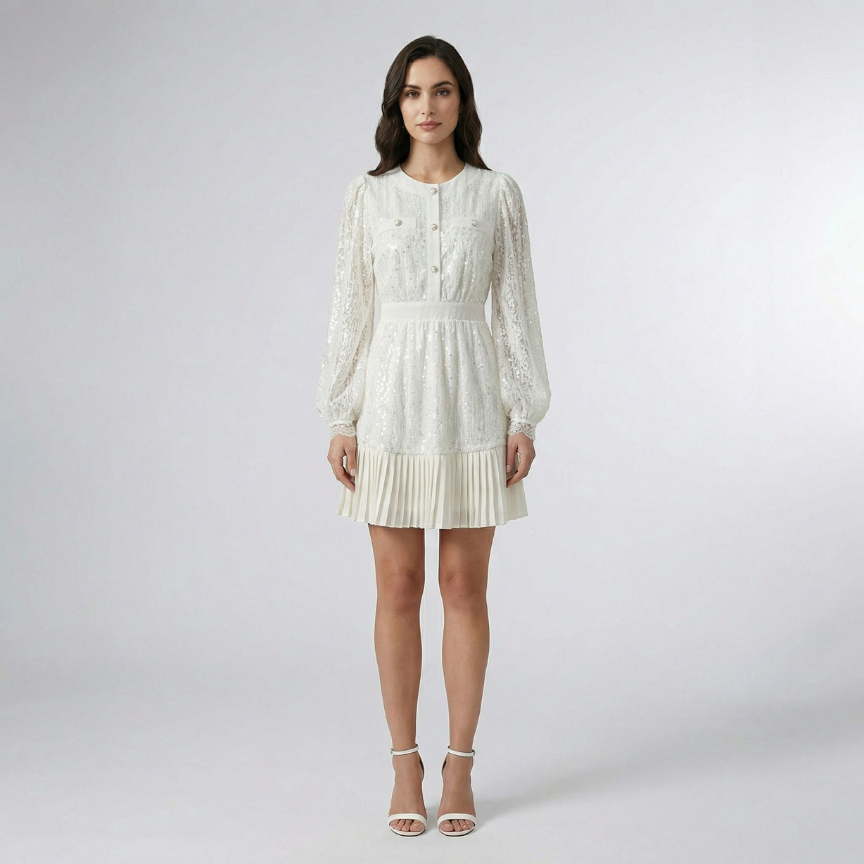 pleated sequin mini dress Draped Pleated Sequin Mini Dress