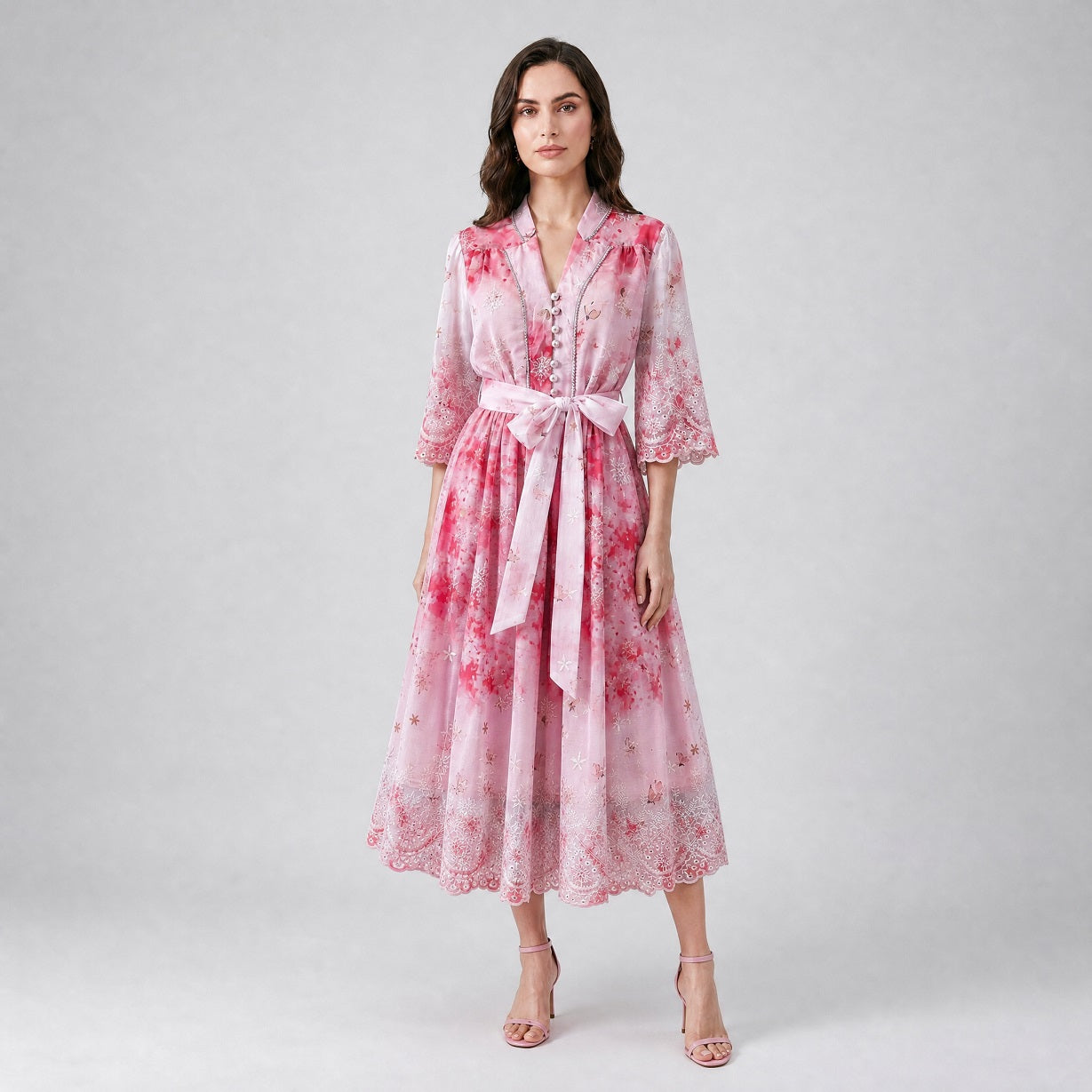 Stacei Floral Embroidered Midi Dress