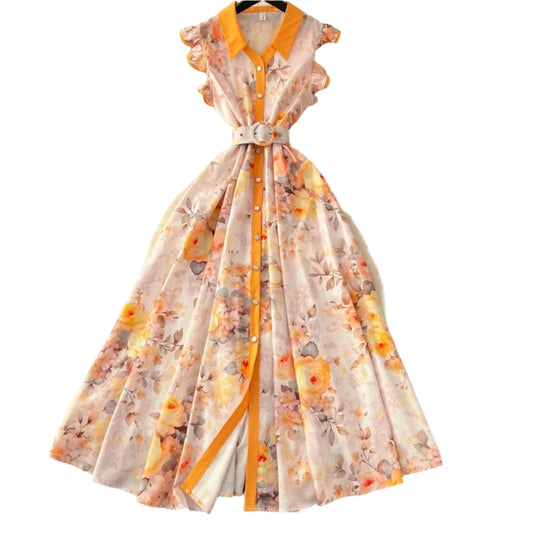 Olivia Ss Dress Black Aop Flower Pri
