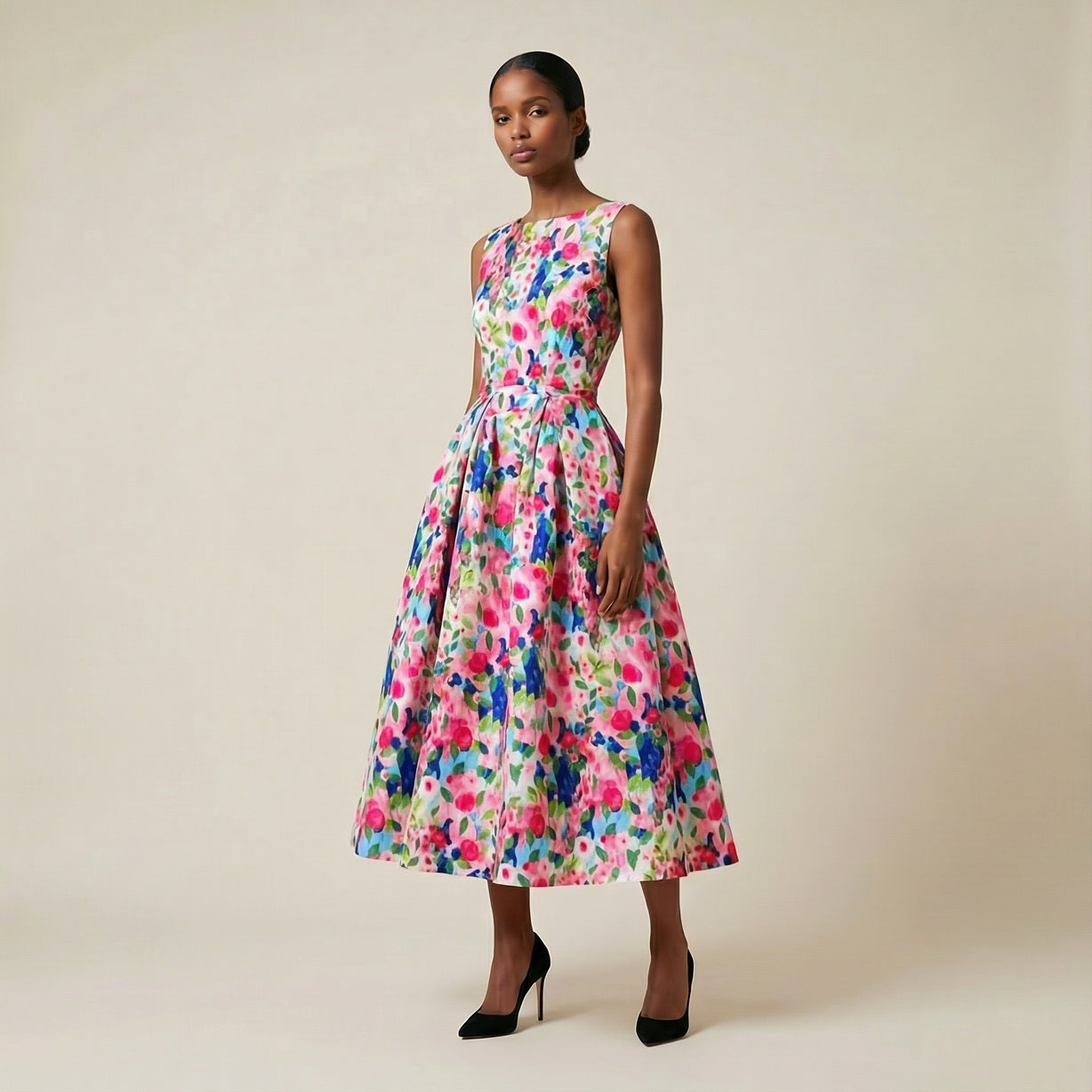 The Mary Dress: Unique Waterpaint Floral Dress with Pockets