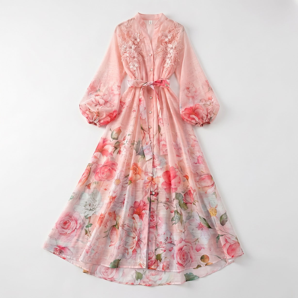 Jessica 3D Floral Appliqué Maxi Dress